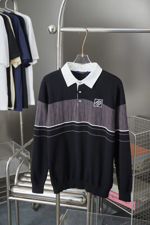 250908 New high-quality shirt collar patchwork sweater