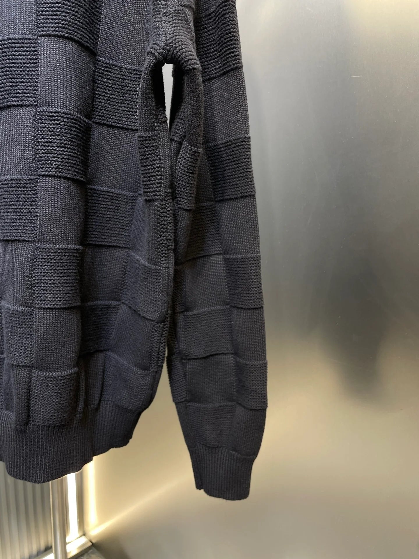 250819 New high-quality sewn checkerboard round-neck knitted sweater