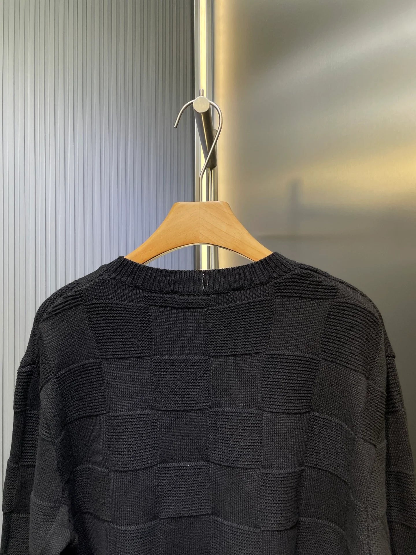 250819 New high-quality sewn checkerboard round-neck knitted sweater