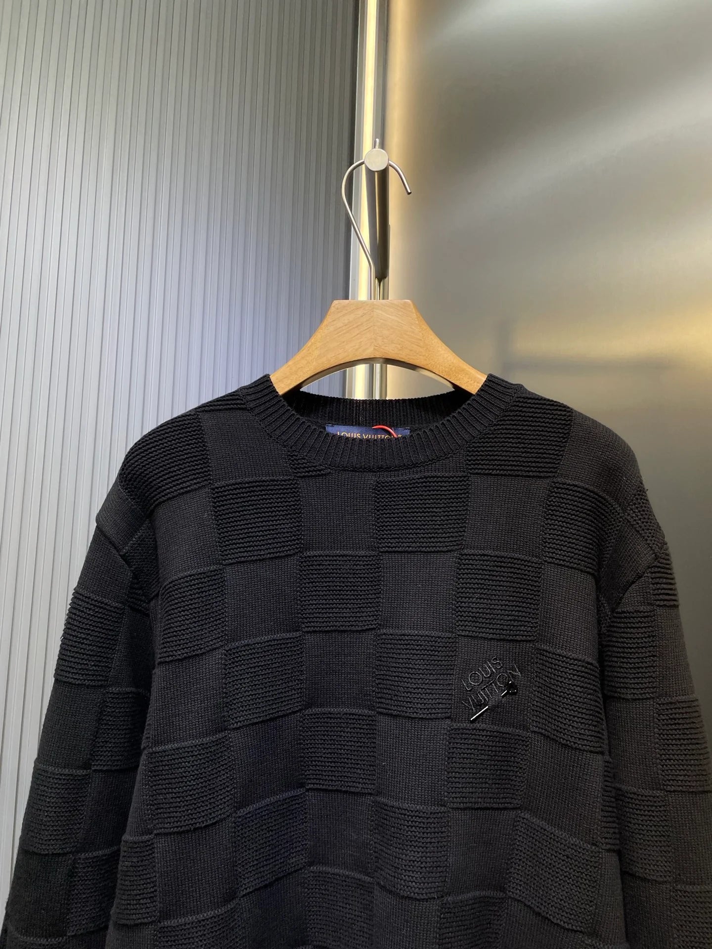 250819 New high-quality sewn checkerboard round-neck knitted sweater