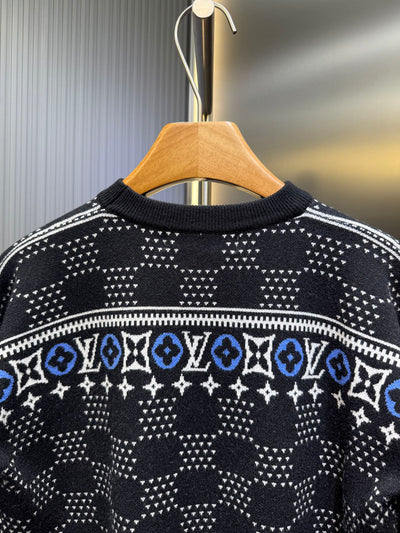 250825 New high-quality inlaid round-neck wool sweater