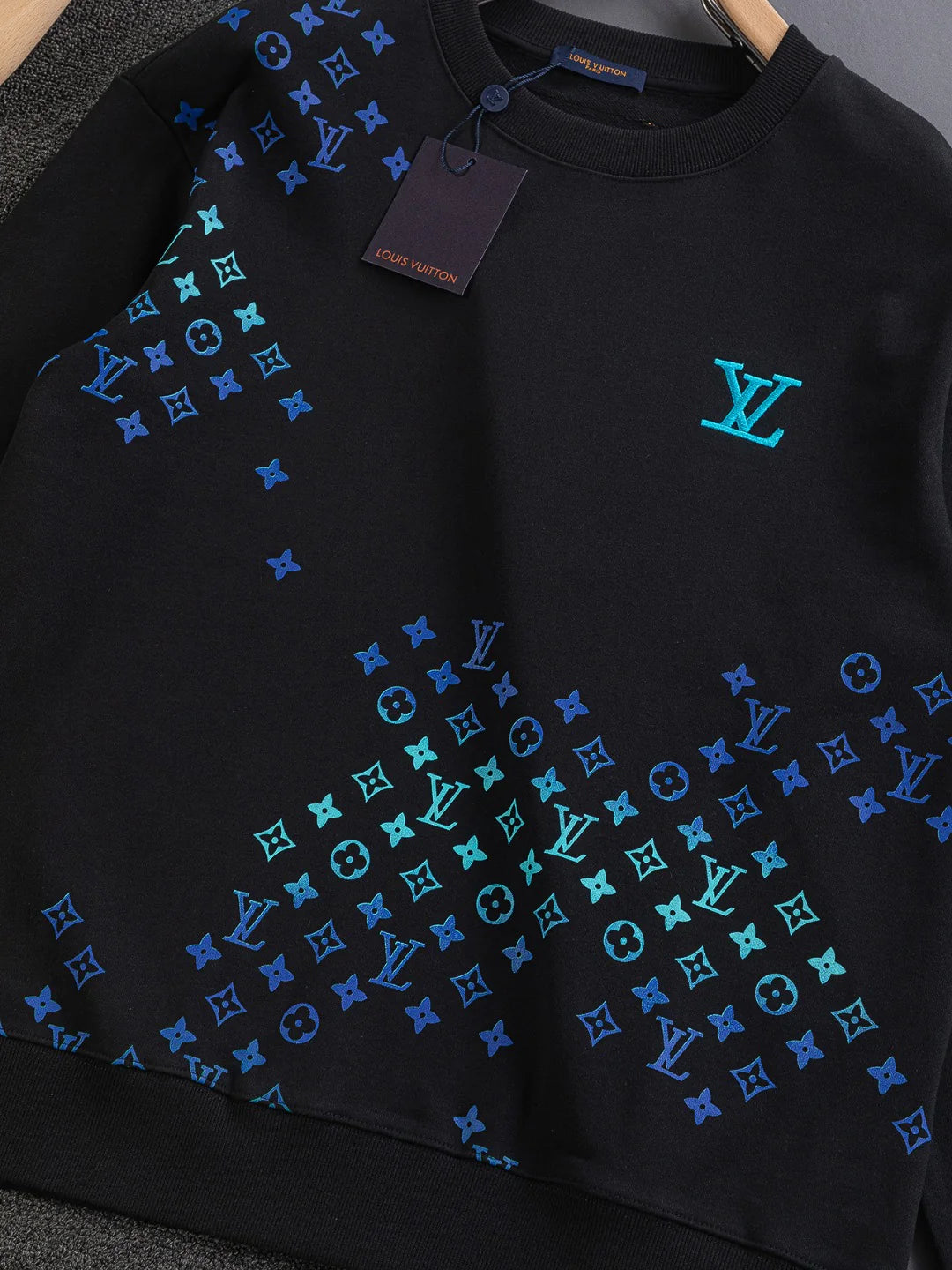 250908 New high-quality heavy industry letter embroidery patchwork round-neck sweatshirt