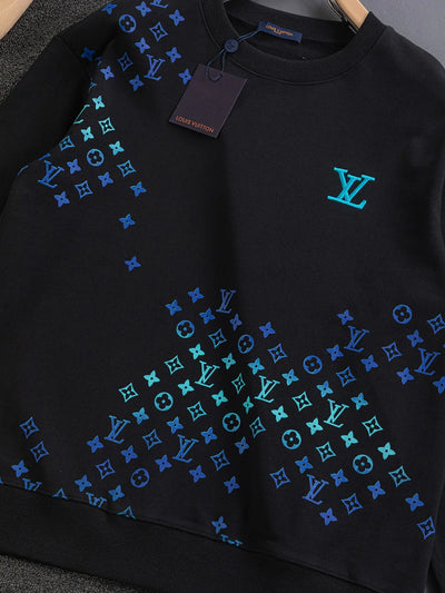 250908 New high-quality heavy industry letter embroidery patchwork round-neck sweatshirt