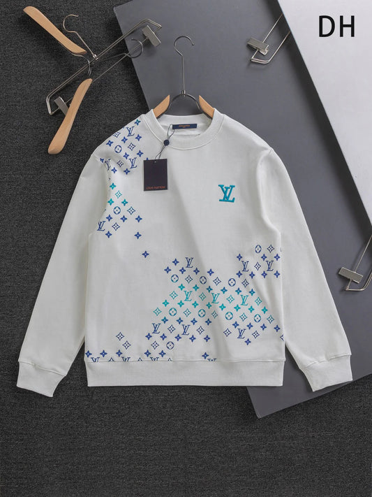 250908 New high-quality heavy industry letter embroidery patchwork round-neck sweatshirt