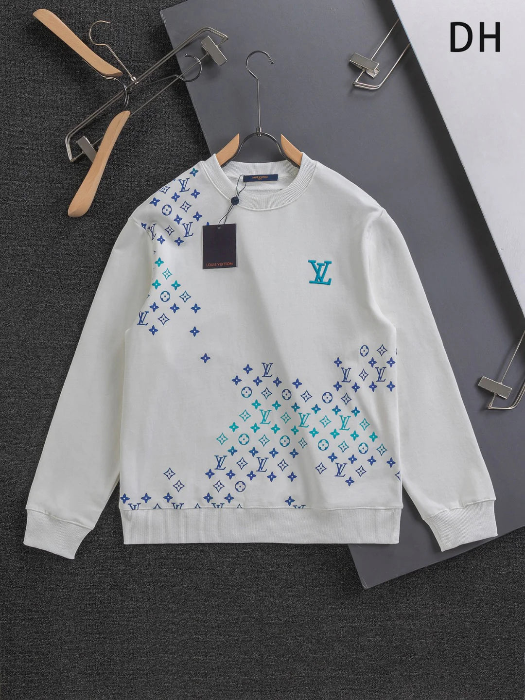 250908 New high-quality heavy industry letter embroidery patchwork round-neck sweatshirt