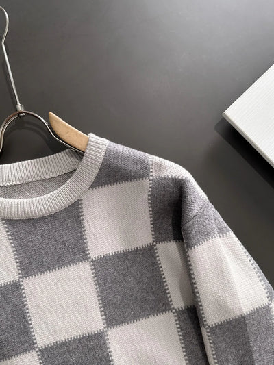 250917 New high-quality large checkerboard texture sweater