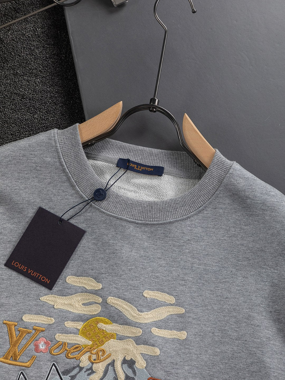 250908 New high-quality letter-embroidered patchwork small boat round-neck sweatshirt