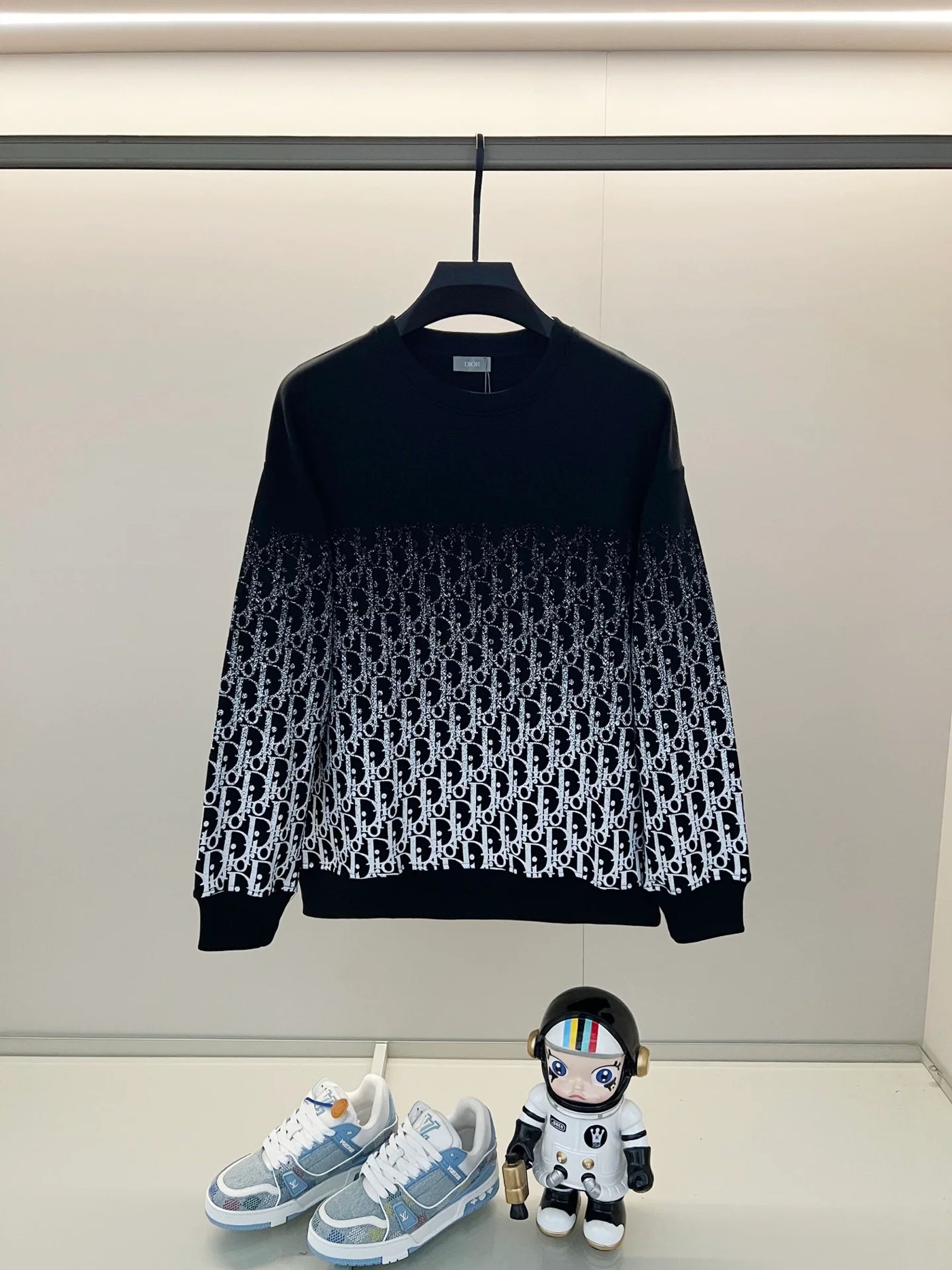 250908 New high-quality gradient letter half-length printed round-neck sweatshirt