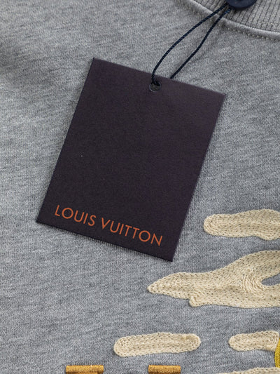 250908 New high-quality letter-embroidered patchwork small boat round-neck sweatshirt