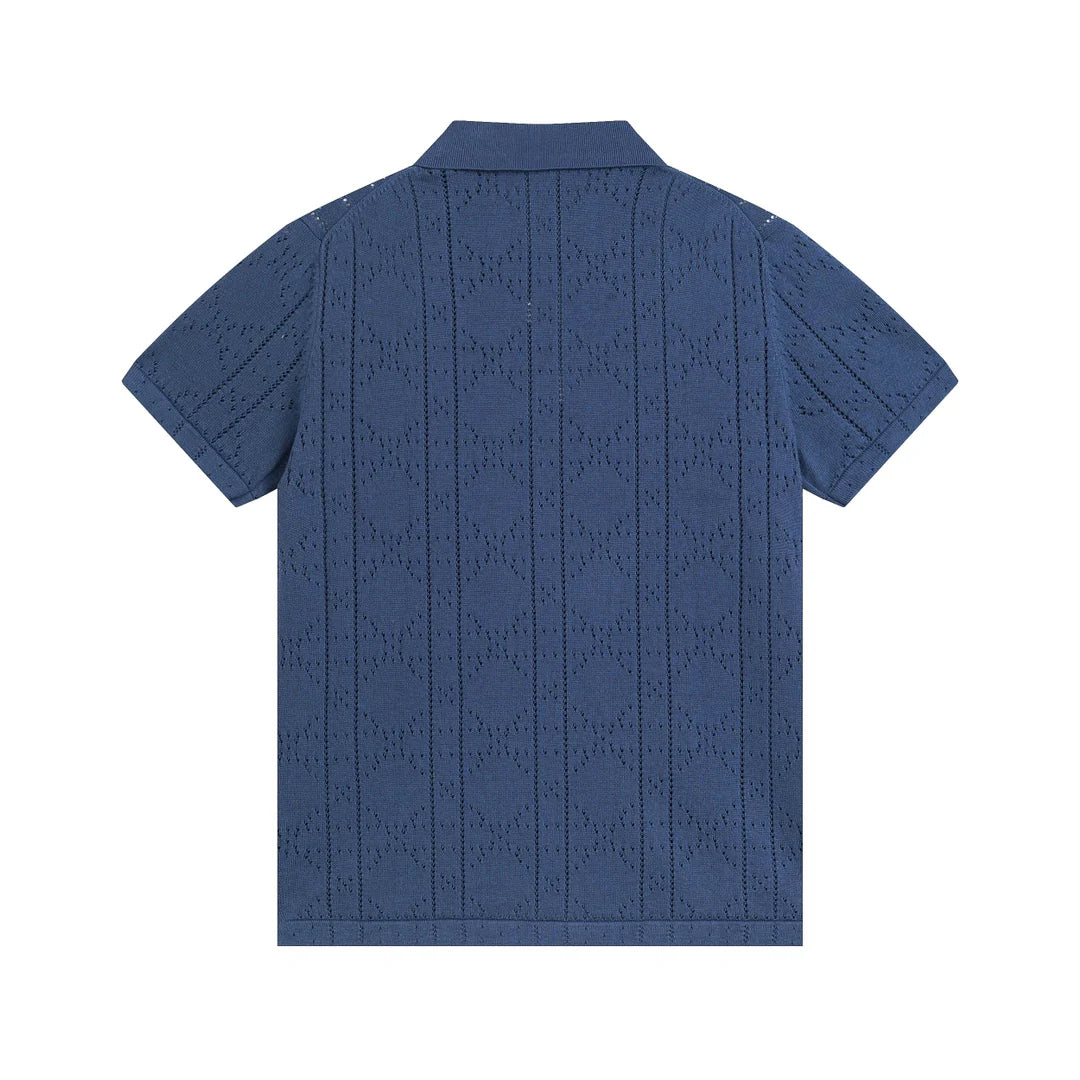 250313 New features diamond hollowed-out jersey lapel POLO