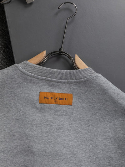 250908 New high-quality letter-embroidered patchwork small boat round-neck sweatshirt