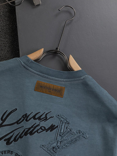 250908 New high-quality cut letter patch round-neck sweatshirt