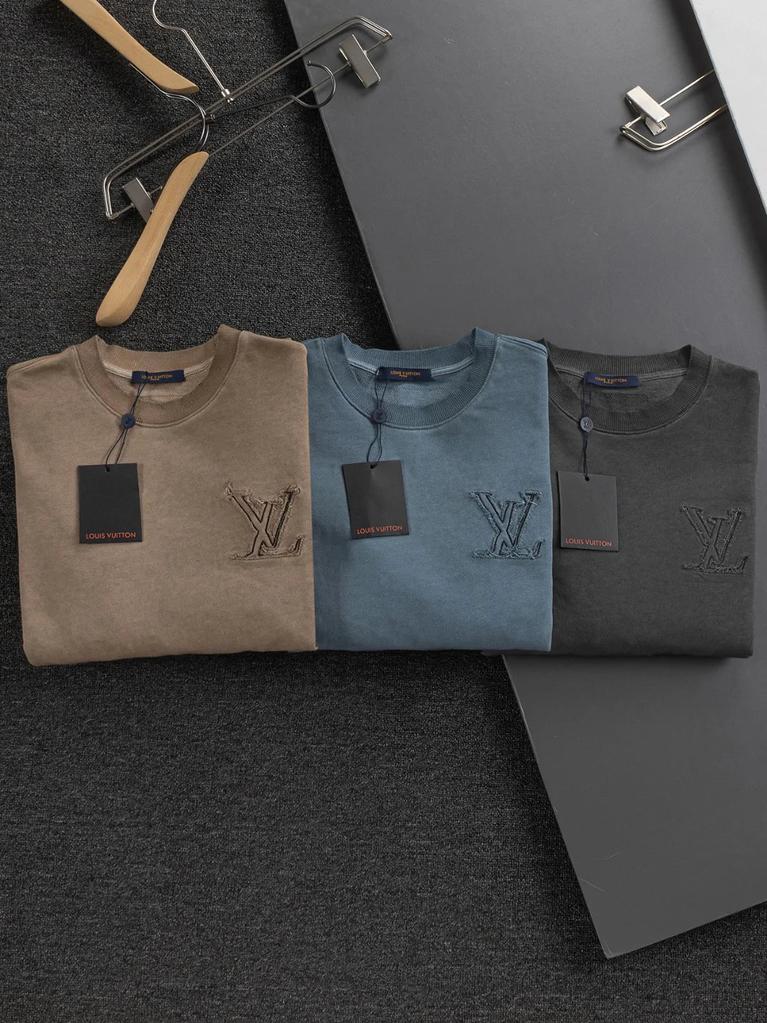 250908 New high-quality cut letter patch round-neck sweatshirt