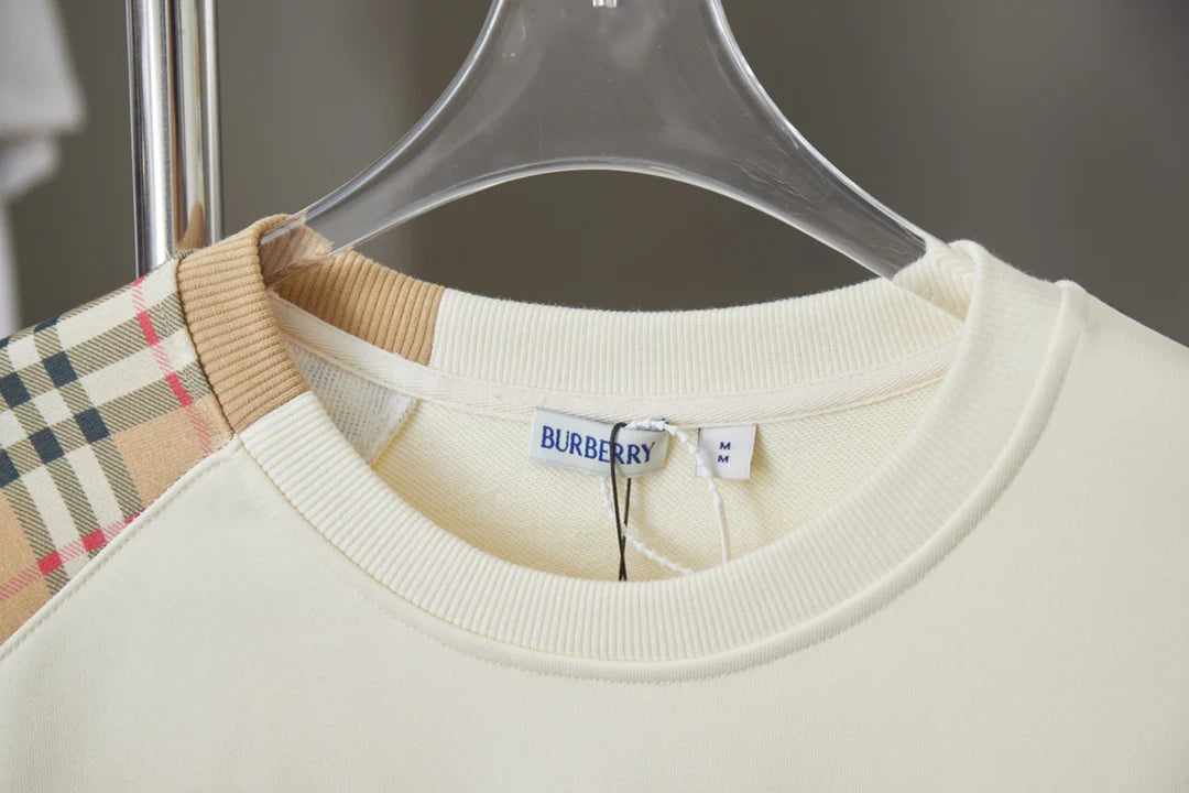 250923 new high-quality checkered patchwork embroidered round-neck sweatshirt