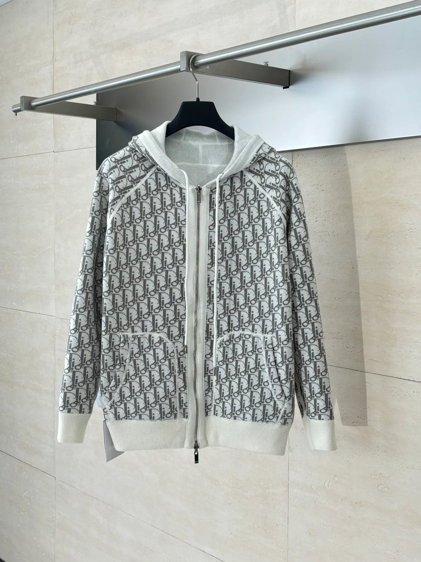250902 A new high-quality double-sided jacquard cashmere knitted hooded sweatshirt
