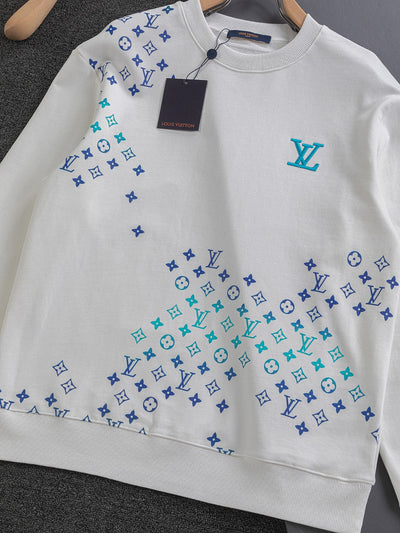 250908 New high-quality heavy industry letter embroidery patchwork round-neck sweatshirt