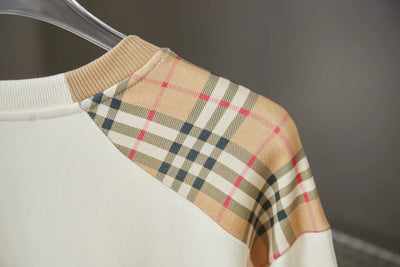 250923 new high-quality checkered patchwork embroidered round-neck sweatshirt