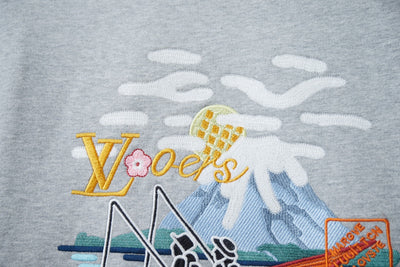 250902 New high-quality fishing embroidered round-neck sweatshirt