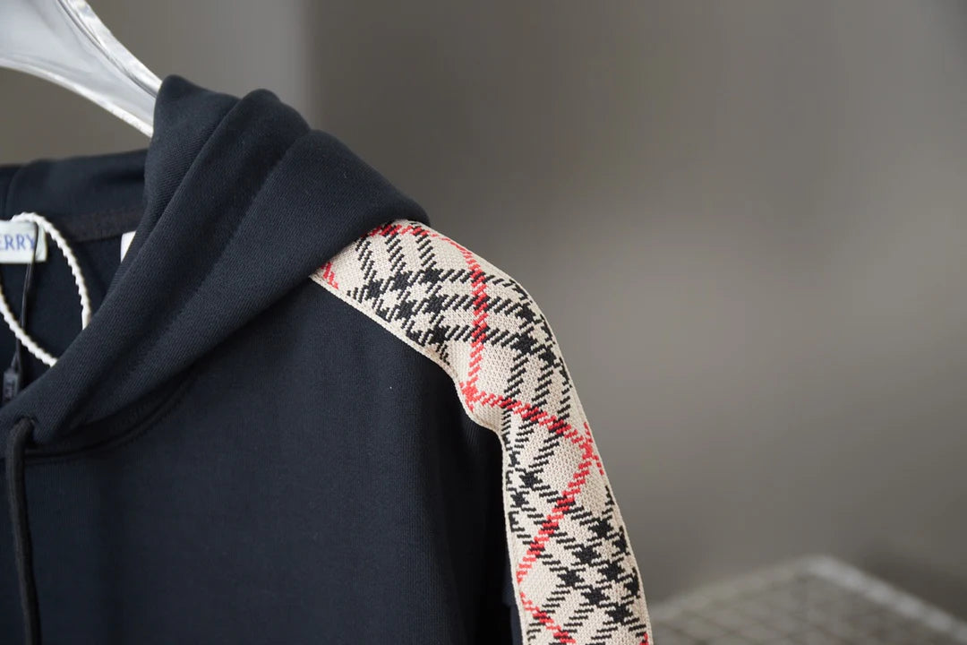 250923 New high-quality checkered ribbon embroidered hooded sweatshirt