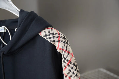 250923 New high-quality checkered ribbon embroidered hooded sweatshirt