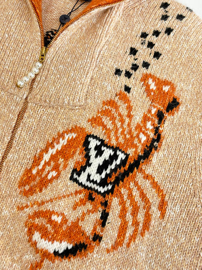 250908 New top-quality lobster patchwork wool knitted zipper jacket