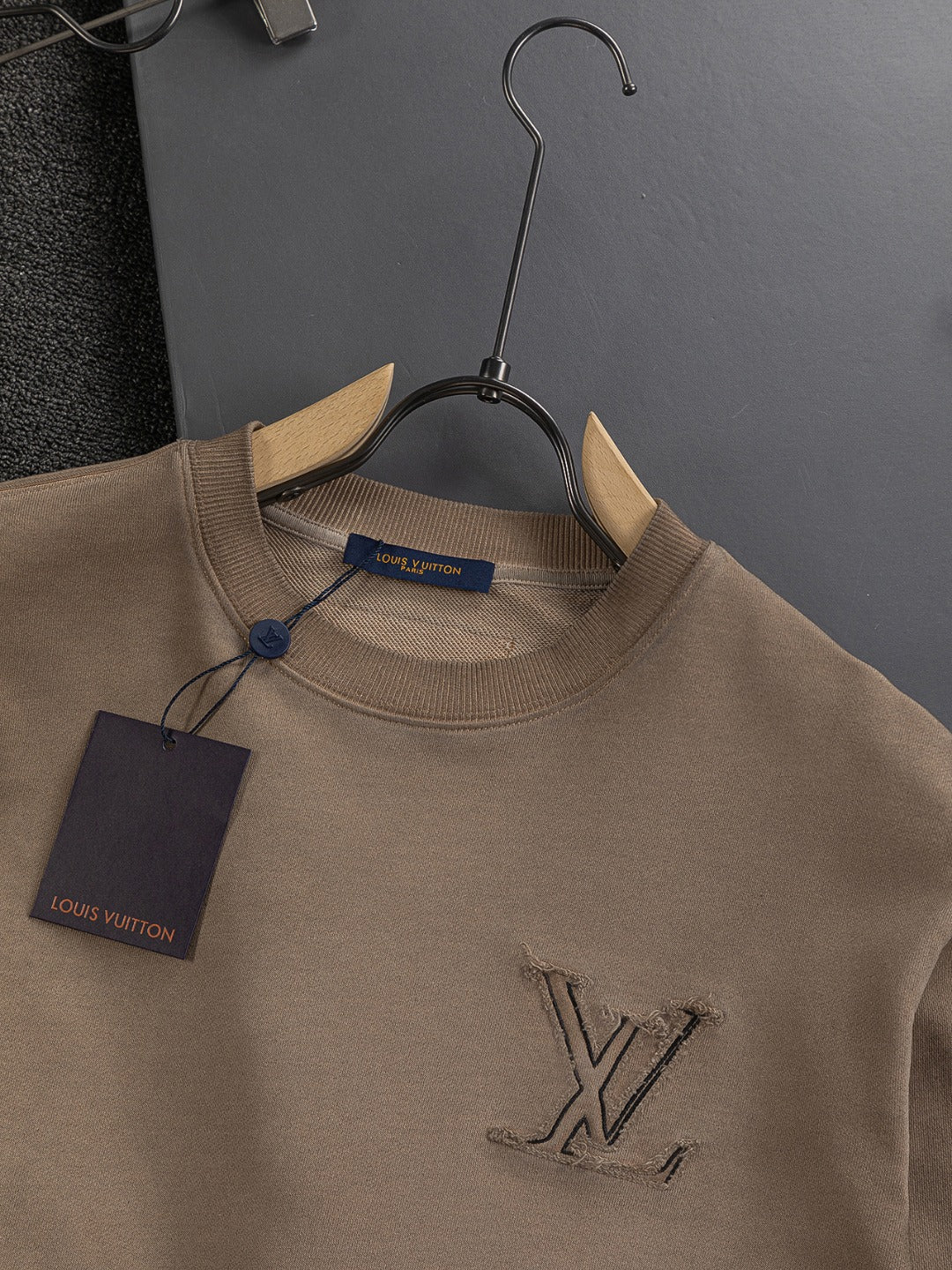 250908 New high-quality cut letter patch round-neck sweatshirt