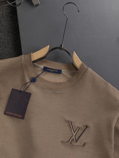 250908 New high-quality cut letter patch round-neck sweatshirt