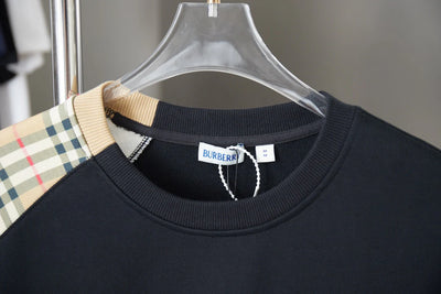 250923 new high-quality checkered patchwork embroidered round-neck sweatshirt