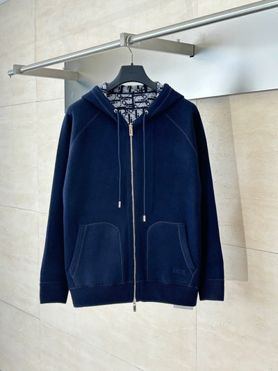 250902 A new high-quality double-sided jacquard cashmere knitted hooded sweatshirt