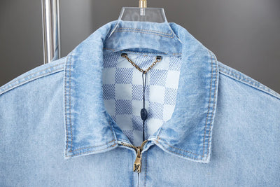250513 New zipper-embroidered letter denim jacket