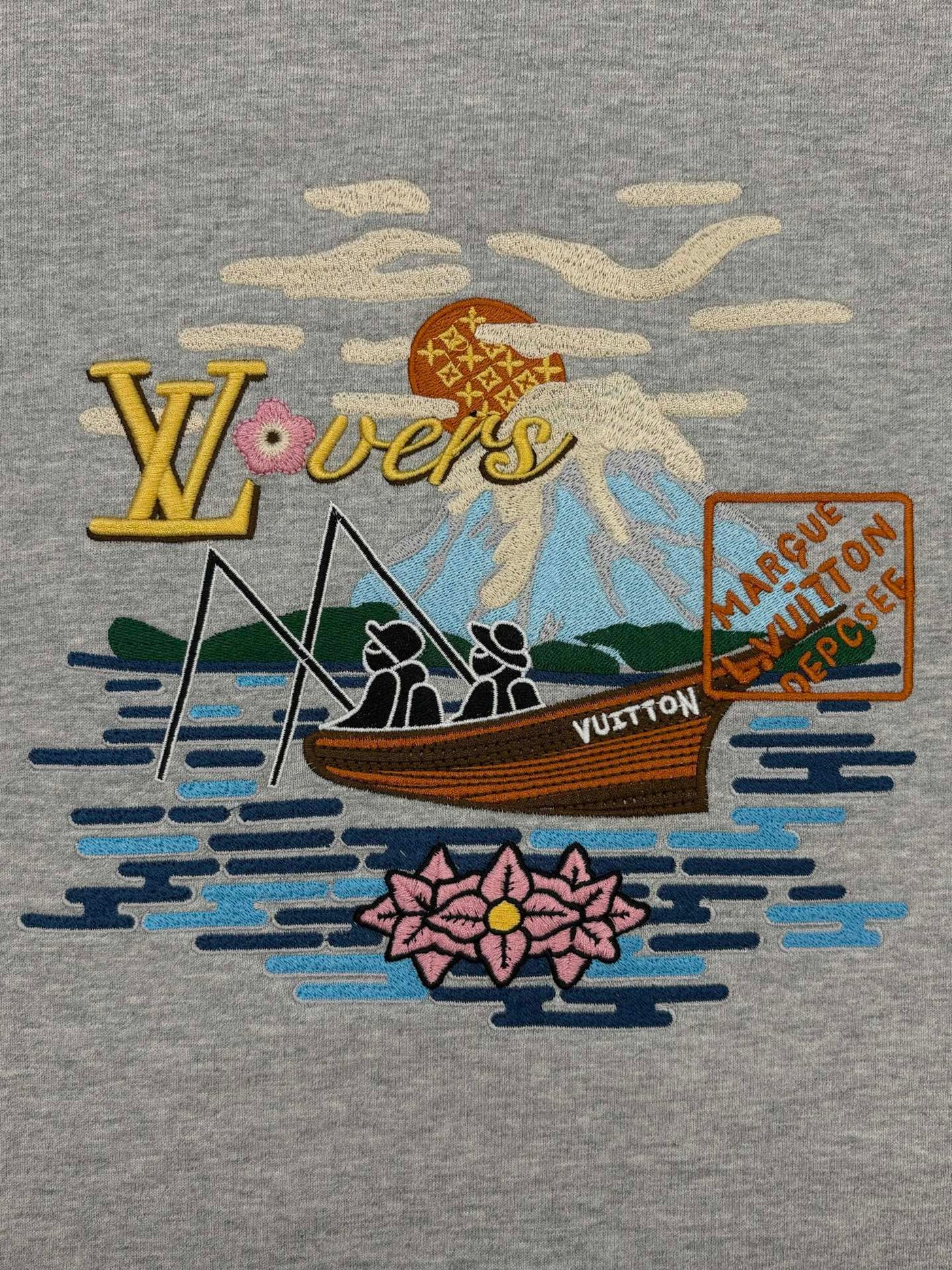 250923 New high-quality fisherman embroidery round-neck sweatshirt