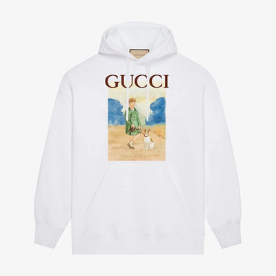 Children And Dogs Print Hoodie