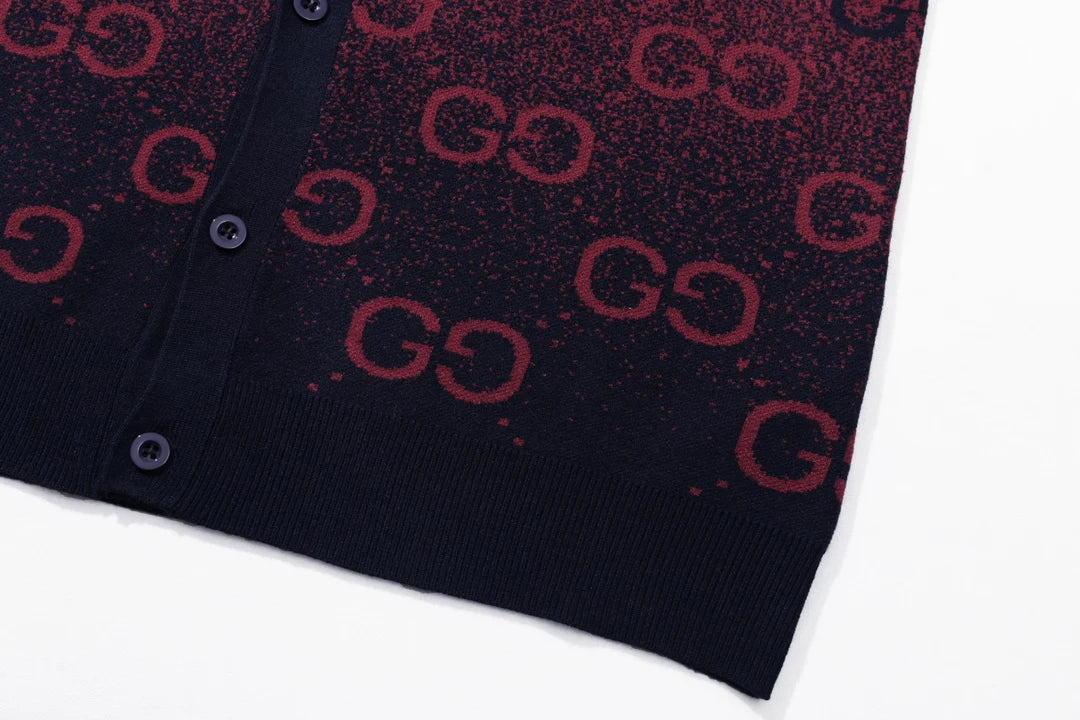 250908 New high-quality gradient full-print knitted cardigan