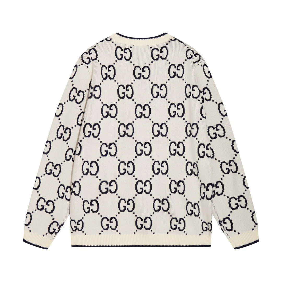 0909 New alphabet jacquard crew-neck sweater