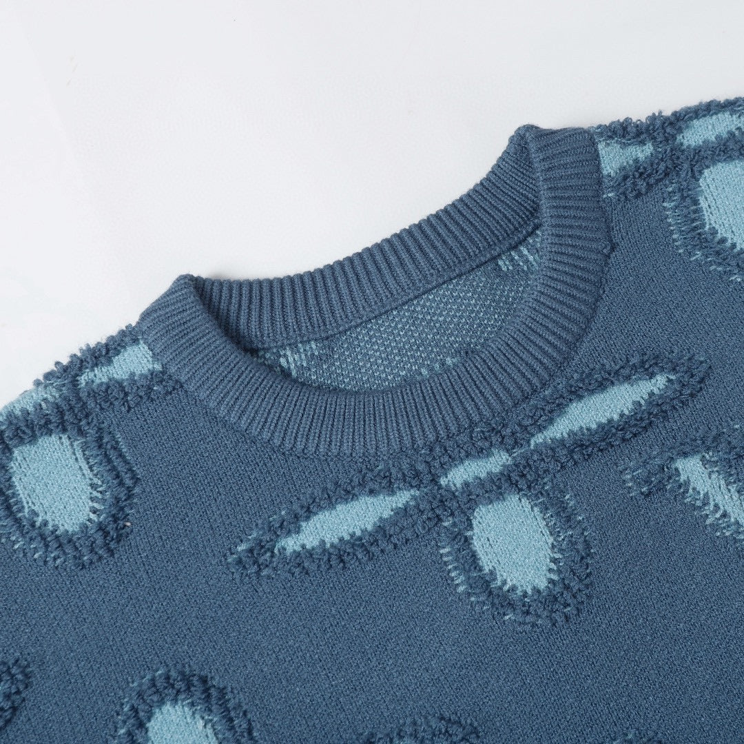 250923 new high-quality jacquard full-printed large icon pullover sweater