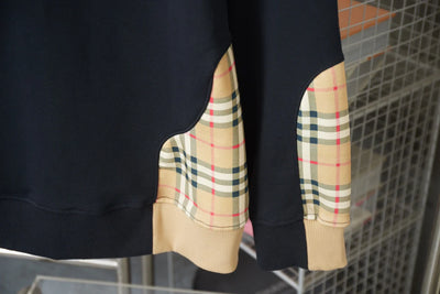 250923 new high-quality checkered patchwork embroidered round-neck sweatshirt