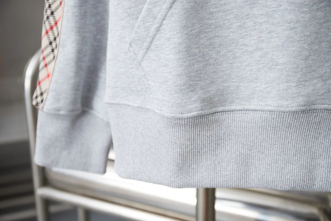 250923 New high-quality checkered ribbon embroidered hooded sweatshirt