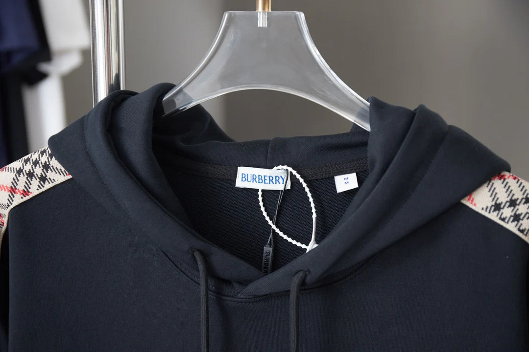 250923 New high-quality checkered ribbon embroidered hooded sweatshirt