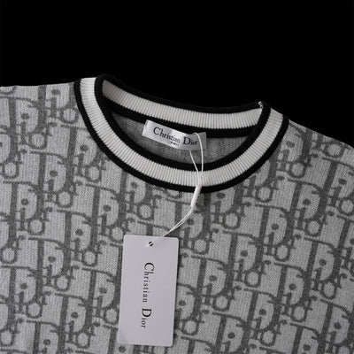 250617 New high-quality jacquard round-neck casual sweater T-shirt