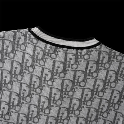 250617 New high-quality jacquard round-neck casual sweater T-shirt
