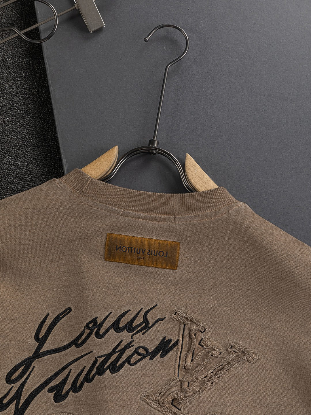 250908 New high-quality cut letter patch round-neck sweatshirt