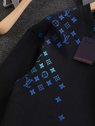 250908 New high-quality heavy industry letter embroidery patchwork round-neck sweatshirt