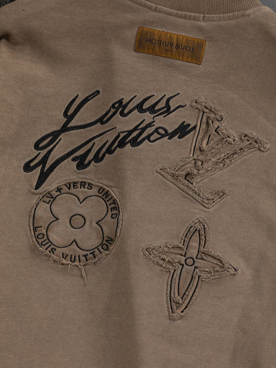 250908 New high-quality cut letter patch round-neck sweatshirt