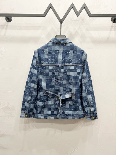 250813 A new top-quality heavy-duty checkered denim jacket