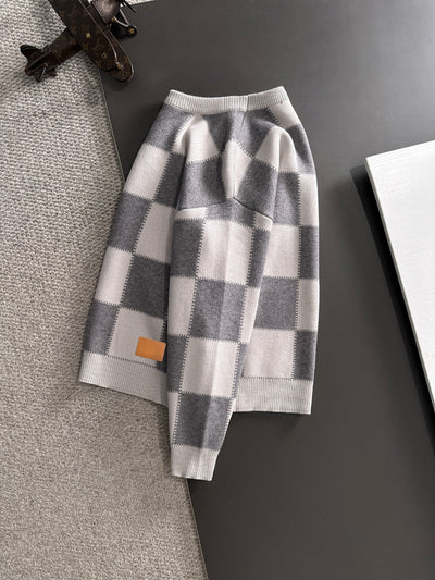 250917 New high-quality large checkerboard texture sweater