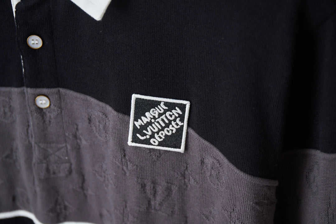 250902 New high-quality shirt collar patchwork sweater