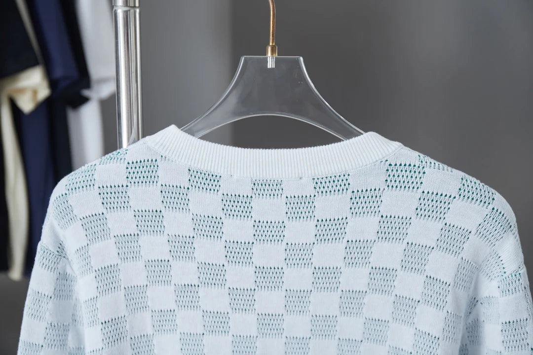 250902 New high-quality gradient small checkered sweater