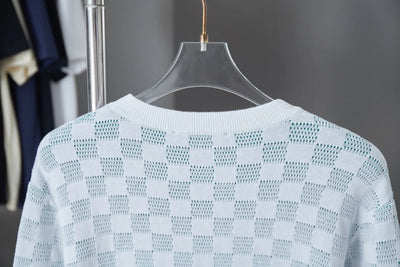 250902 New high-quality gradient small checkered sweater