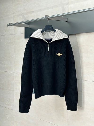 250819 New high-quality wool pilot half-zipper sweater