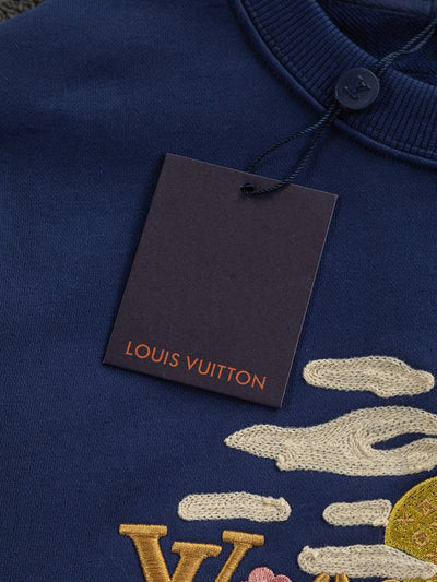 250908 New high-quality letter-embroidered patchwork small boat round-neck sweatshirt